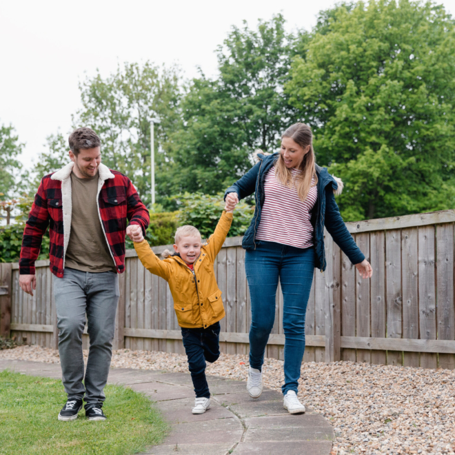 Happy Family Walking Together